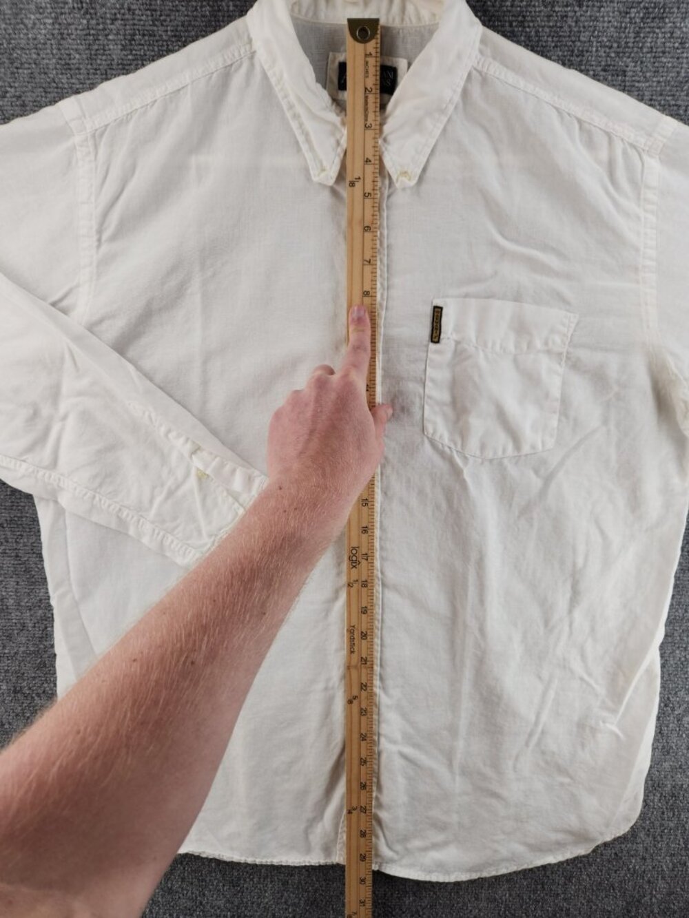 Armani Lightweight Linen Cotton Button-Down Large White Romania Solid Luxury - Picture 9 of 16